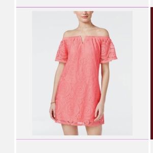 BCX Azalea Lace On or Off‎ The Shoulder Lined Mini Dress Size Medium NWT